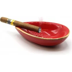adorini Ceramic Cigar Ashtray Leaf Red