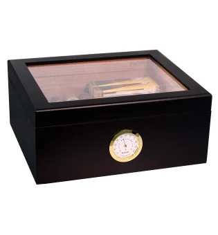 BigSmoke Humidor Medium black with Glas lid