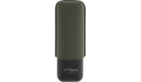 S.T. Dupont Cigar Case for 2 Cigars Kaki Matte Black 183249