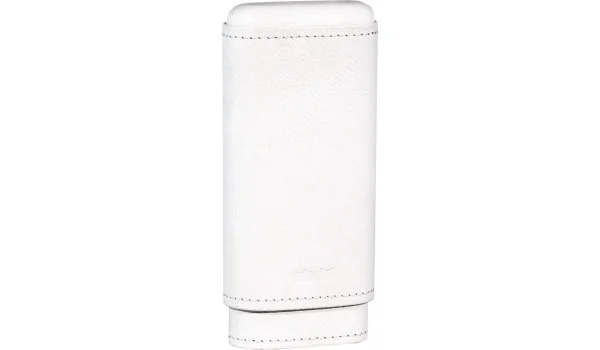adorini cigar case real leather 2-3 cigars white