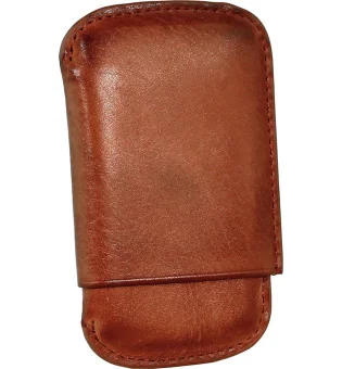 Angelo cigarillo/cigar case 4 leather cognac