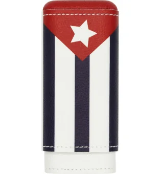 adorini cigar case real leather 2-3 cigars cuban flag