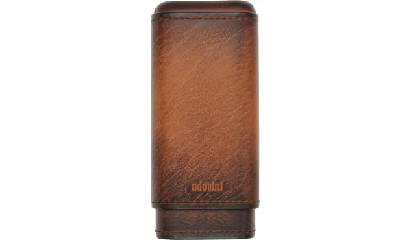 adorini Genuine Vintage Leather Case 2-3 Cigars brown