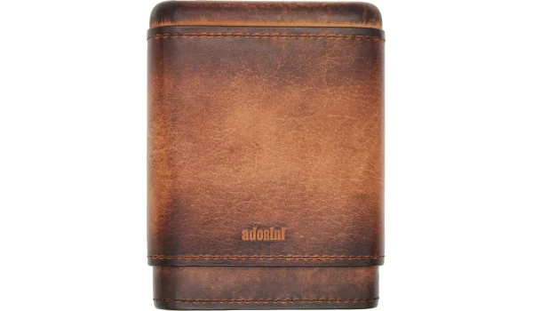 adorini Genuine Vintage Leather Case 3-5 Cigars brown