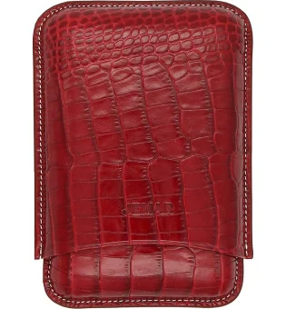 Jemar Leather Triple Cigar Case Coco Red 464/3
