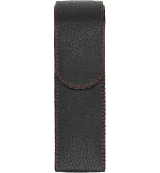 adorini pocket leather cigar case 2 cigars black and red yarn with pouch for cutter or lighter