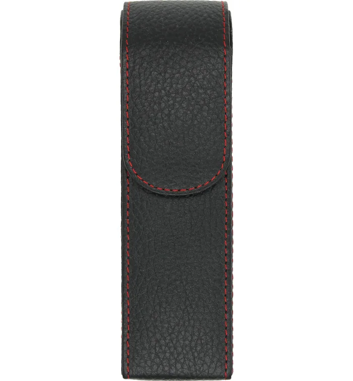 adorini pocket leather cigar case 2 cigars black and red yarn with pouch for cutter or lighter photo 10