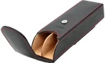 adorini pocket leather cigar case 2 cigars black and red yarn with pouch for cutter or lighter photo 15