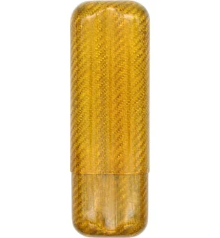 Carbon Fiber Cigar Case gold for 2 Cigars with 57 Ring Gauge