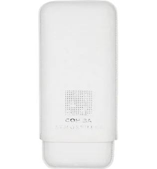 Cohiba Atmosphere Cigar Case Leather White and Silver