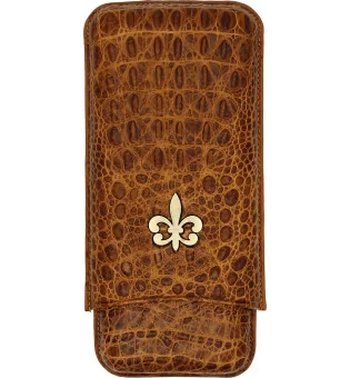 Montecristo Fleur de Lis Cigar Case Leather Croco Brown 3 pcs.