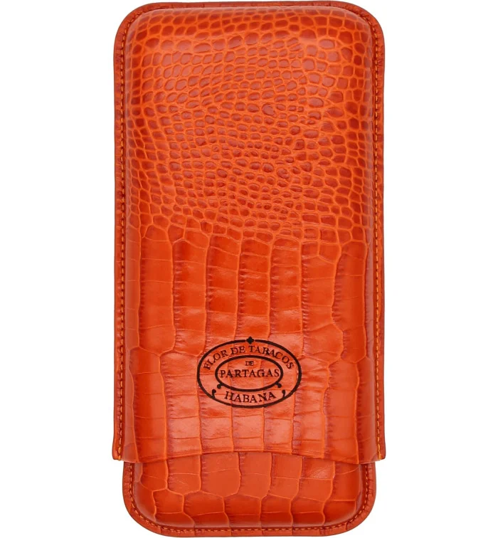 Partagas Linea Classic Cigar Case Leather orange 3 pcs.