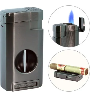 adorini Triple Jet Lighter V-Cut Gun Metal