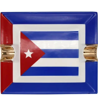 Ceramic Cigar Ashtray Cuban Flag